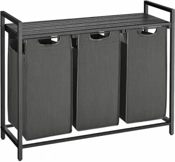 kosh rrobash VASAGLE BLH301G01, 3 ndarje, 114 L, me raft, 92.5 x 33 x 72 cm, e zezë