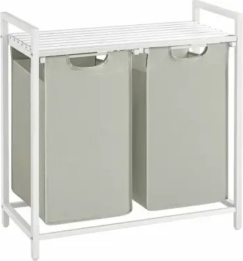 Shportë rrobash VASAGLE BLH201W01, 2 ndarje 92 L, me raft, 73x33x72 cm, e bardhë