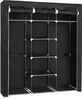Garderobë prej pëlhure SONGMICS RYG12B 150x45x175 cm, 2 shufra varëse, me rafte, e zezë