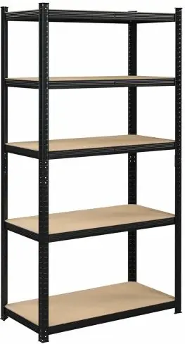 Raft metalik magazinimi SONGMICS GLR040B01, 5-katësh, 40 x 90 x 180 cm, 175 kg për nivel, montim pa vegla, kafe e errët rustike/zi, 1 copë