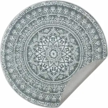 Qilim rrethor SONGMICS HOME TAR052G02, diametër 160 cm, jo-rrëshqitës, i larshëm në lavatriçe, stil boho, gri e errët/e bardhë, 1 copë