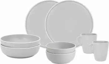 Set enësh kampingu BRUNNER Complete 8 Tête-à-Tête Dolomite, 8 copë/2 persona, melaminë Stone Touch, bardhë
