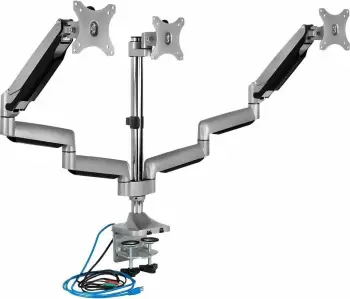 Mbajtëse tavoline për tre monitorë ICYBOX IB-MS505-TI, deri 32\", VESA 75x75/100x100, alumin, argjendtë/zezë