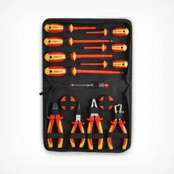 Set veglash dore VDE VONHAUS 3500066, 15 copë, kuqe/verdhë, me çantë