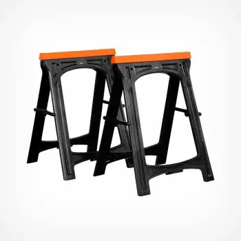 Kavaletë pune të palosshme VONHAUS Workhorse 3515110, mbajtje totale 150 kg, set 2 copë, zi/portokalli