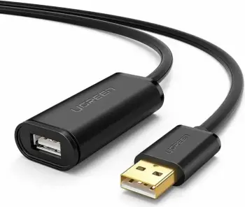 Kabllo zgjatëse USB 2.0 aktive UGREEN 10324, 20m, me amplifikator sinjali, 480Mbps, e zezë, me kuti