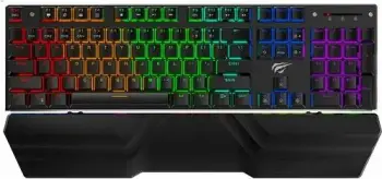 tastierë mekanike USB HAVIT Gamenote HV-KB498L, Outemu Blue, 104 taste, RGB, US layout me karaktere SLO, me pushim dore, e zezë