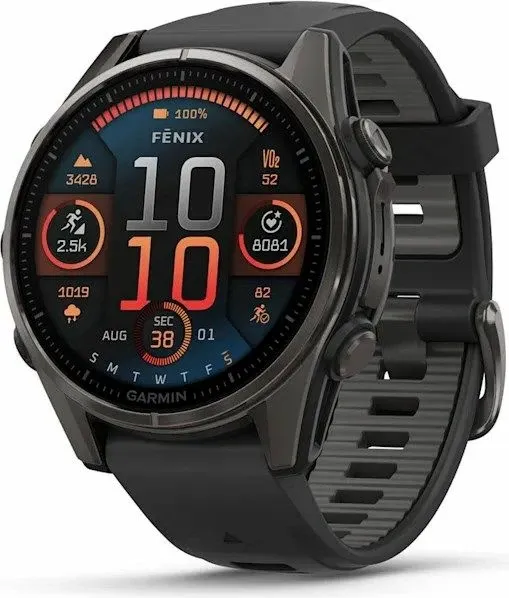 Orë inteligjente Garmin Fenix 8 Sapphire 43mm, ekran AMOLED, GPS, e zezë - 1