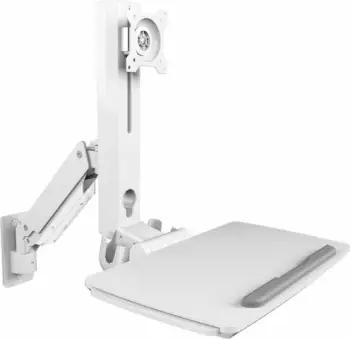 Mbajtës muri për monitor ICYBOX IB-WS700-W, workstation sit-stand 35\", 1 monitor, max 10 kg, me tabaka tastiere, e bardhë