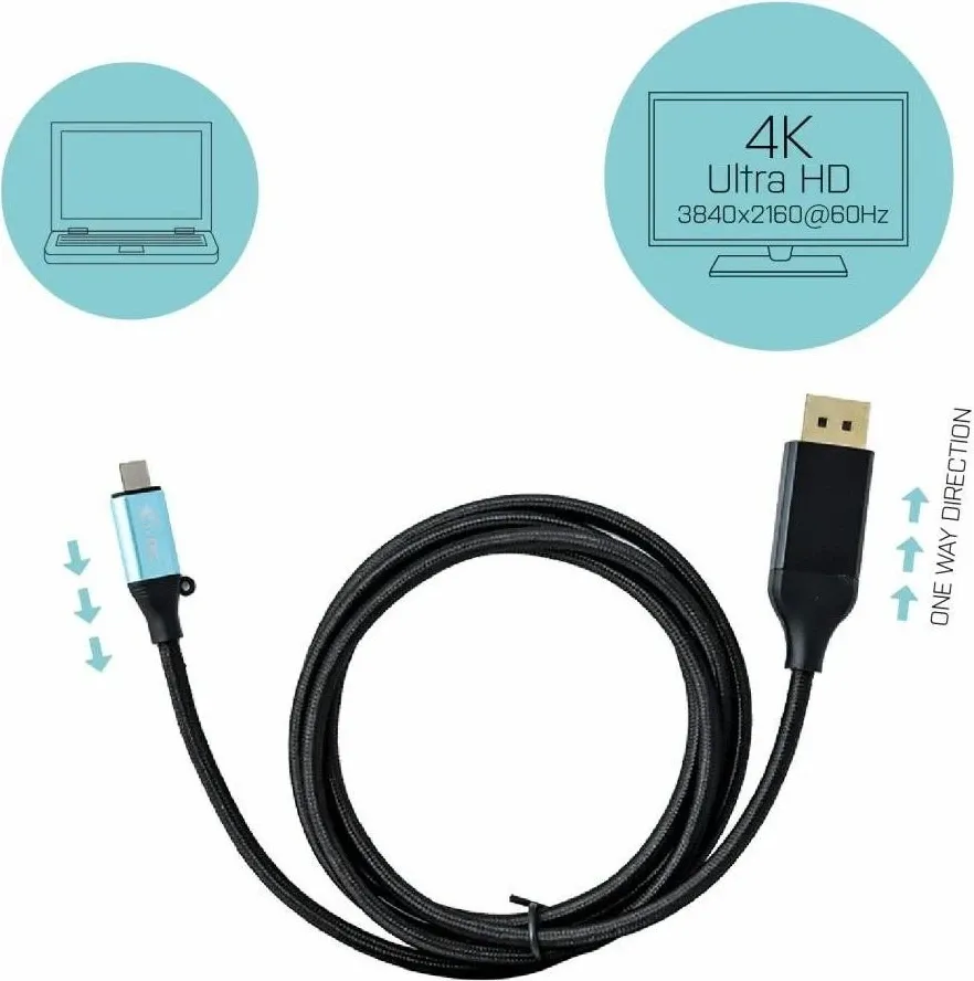 Kabllo USB-C i-tec, 4K Ultra HD, 150cm, e zezë - 2