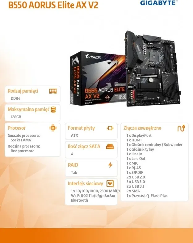 Pllakë amë Gigabyte B550 AORUS ELITE AX V2 - 3