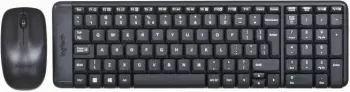 Set tastierë + maus wireless Logitech MK220, QWERTY, RF 2.4 GHz, USB receiver, e zezë