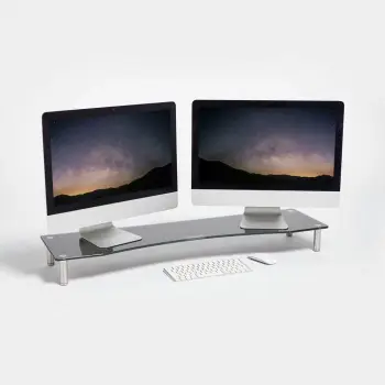 Mbajtëse monitori VONHAUS 3000294 XL 100 cm, xham i temperuar, deri 30 kg, për 2 monitorë, e zezë