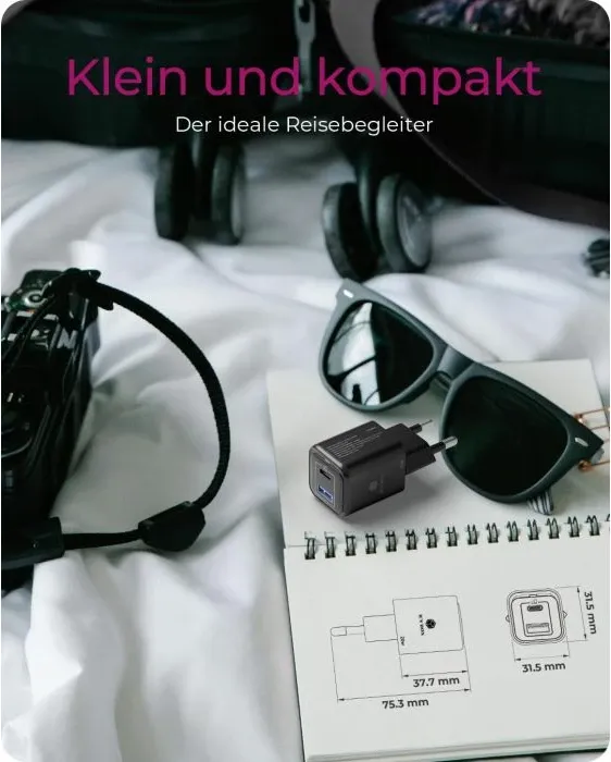Karikues ICYBOX IB-PS1020-PD 20W, USB-C PD + USB-A, i zi, set 1 copë - 3