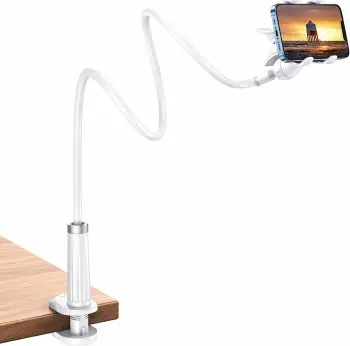 Mbajtëse fleksibile gooseneck për celular/tablet UGREEN 30488, 4-7.2", krah 90 cm, rrotullim 360°, e bardhë