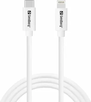 Kabllo karikimi USB-C në Lightning SANDBERG 136-58, 1 m, MFi, e bardhë