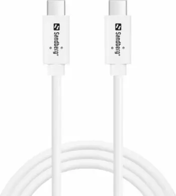 Kabllo karikimi dhe të dhënash USB-C në USB-C Sandberg 136-53, USB 3.2 Gen2 10Gbps, PD 100W, 1m, e bardhë