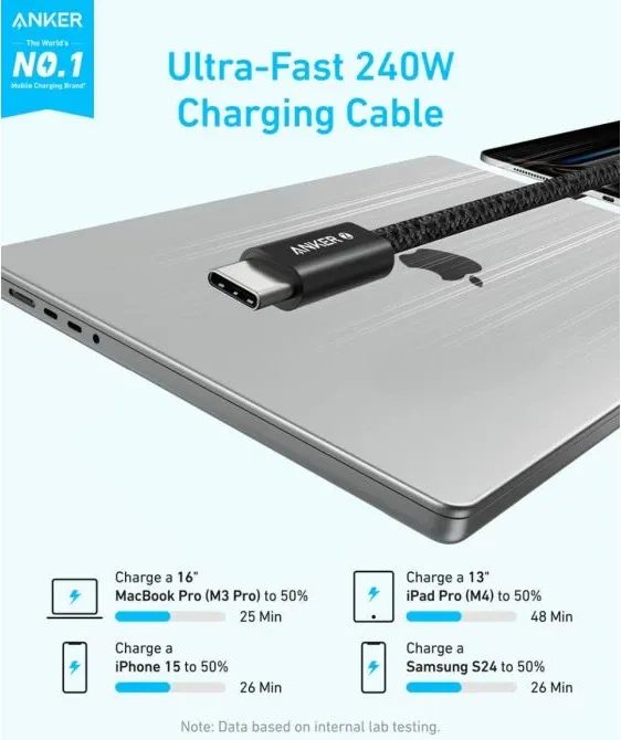 Kabllo USB-C në USB-C Anker Zolo A8060H11 240W 1m e zezë - 2