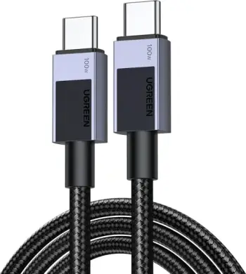 Kabllo karikimi USB-C në USB-C UGREEN 35985, 100W PD 3.0, 0.5m, e thurme (nylon), e zezë/gri