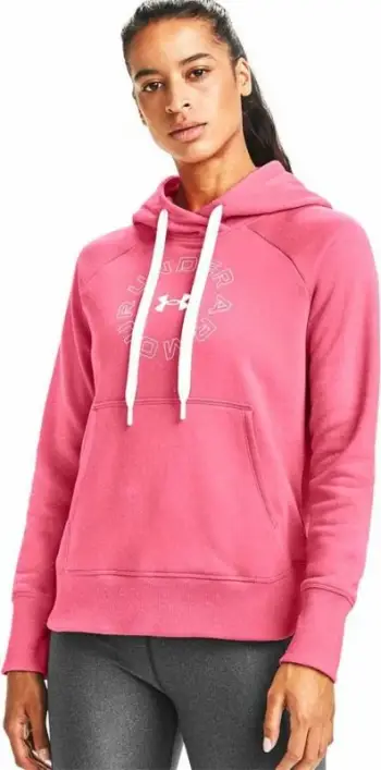 Duks pa zipper Under Armour Rival Fleece Metallic për femra, ngjyrë rozë