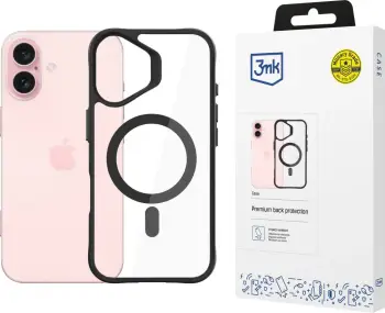 Mbështjellës 3mk Satin Armor MagCase me MagSafe për iPhone 16 Plus, Transparent me kornizë të zezë