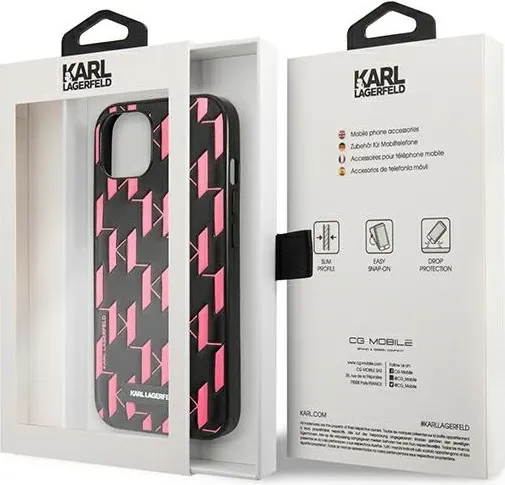 Mbështjellës Karl Lagerfeld Monogram Plaque për iPhone 13/14/15 6.1", Rozë - 8