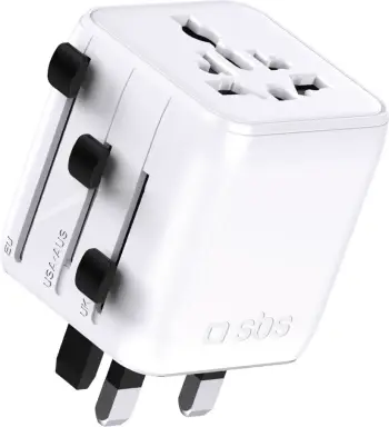 Adapter universal udhëtimi, SBS, prizë shumë-standarde EU/UK/US/AU, 10 A, e bardhë