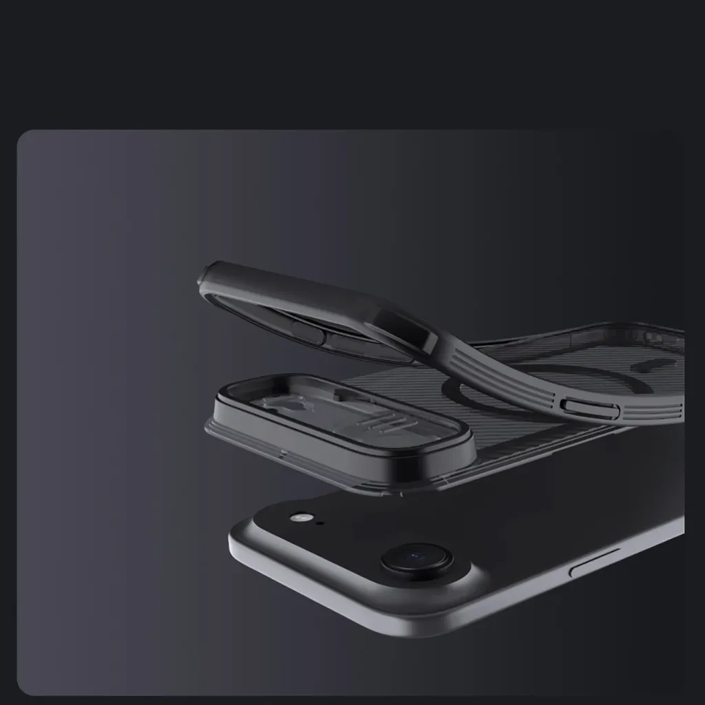Mbështjellës Nillkin CamShield Pro për iPhone 17 Air, MagSafe, PC+TPU, gjysmë-transparent mat, e zezë transparente - 9