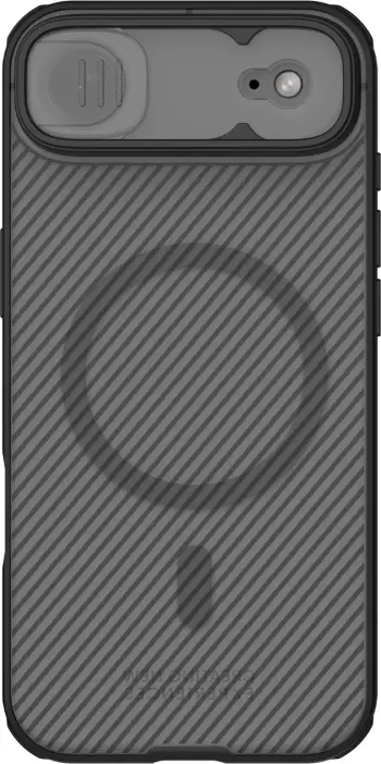 Mbështjellës Nillkin CamShield Pro për iPhone 17 Air, MagSafe, PC+TPU, gjysmë-transparent mat, e zezë transparente