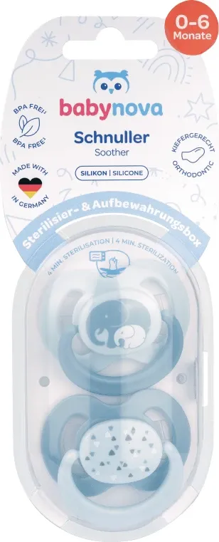 Mema ortodontike me kuti sterilizimi (0-6 muaj) Babynova, 2 copë - 5