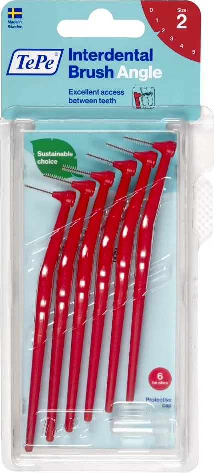 Furça ndërdhëmbësh TePe Angle 0.5mm, 6 copë, e kuqe - 1