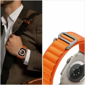 Rrip najloni për Apple Watch Tech-Protect Nylon Pro Strap, 42/44/45/49 mm, zi-portokalli