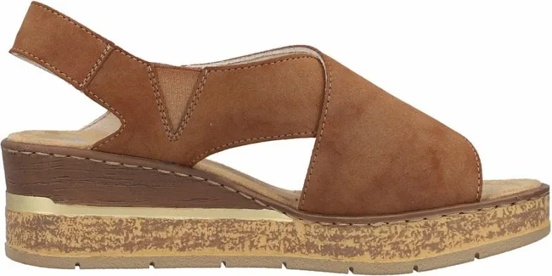Sandale platforme femra Rieker 63782-24, kafe - 2