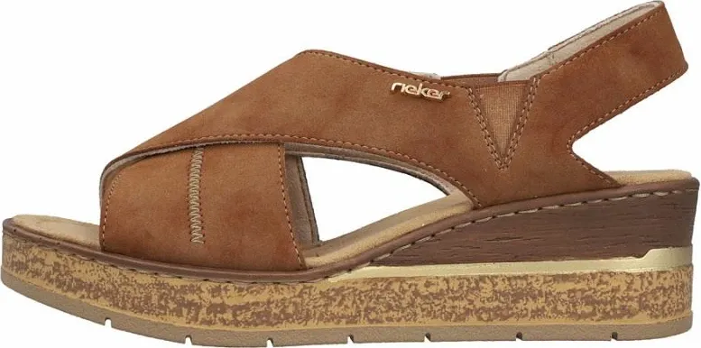 Sandale platforme femra Rieker 63782-24, kafe - 3