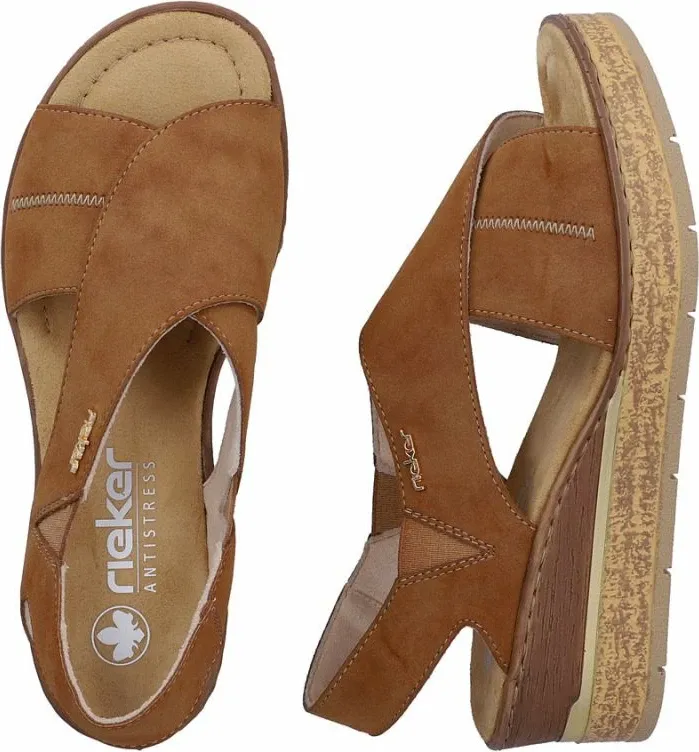 Sandale platforme femra Rieker 63782-24, kafe - 5