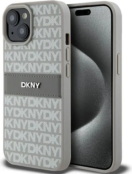 Mbështjellës DKNY Mono Stripe & Metal Logo për iPhone 15 Plus / 14 Plus, Bezhe - 1
