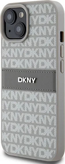 Mbështjellës DKNY Mono Stripe & Metal Logo për iPhone 15 Plus / 14 Plus, Bezhe - 2