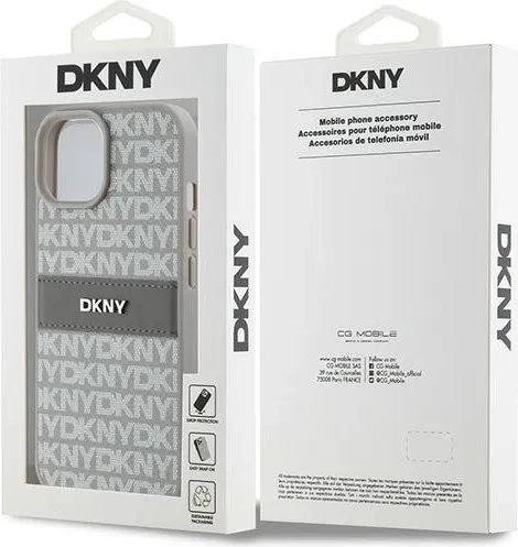 Mbështjellës DKNY Mono Stripe & Metal Logo për iPhone 15 Plus / 14 Plus, Bezhe - 8