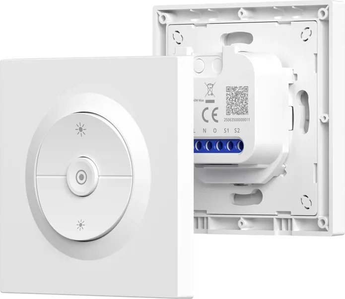 switch/dimer muri smart WiFi Sonoff MINI-DIM-E (Orb-DIM), Matter, 0-100% dimming, max 400W, 86x86mm, i bardhë, set - 2