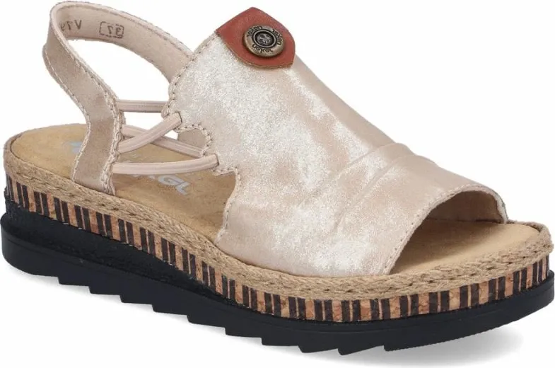 Sandale wedge për femra Rieker V7972-60, të arta - 1