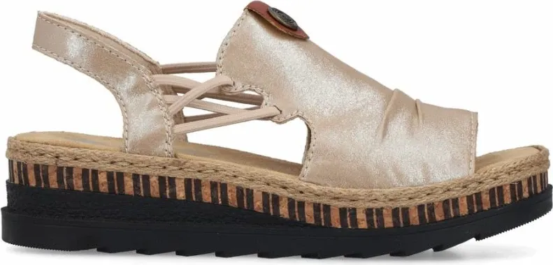 Sandale wedge për femra Rieker V7972-60, të arta - 2
