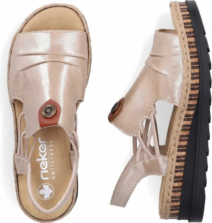Sandale wedge për femra Rieker V7972-60, të arta - 5