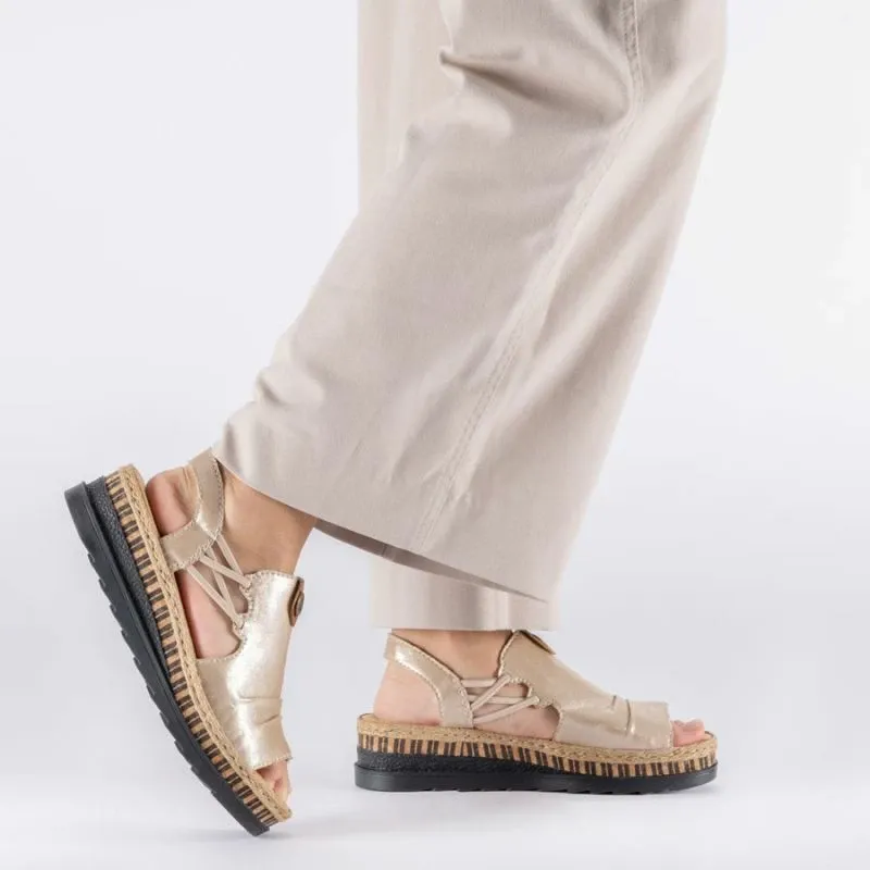 Sandale wedge për femra Rieker V7972-60, të arta - 6