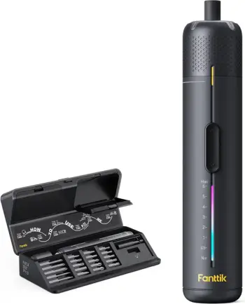 kaçavidë elektrike pa kabllo Fanttik S2 Pro, bateri 2000 mAh, 7 nivele torque 0.5-6 N·m, 250 rpm, USB-C, LED, set me 20 bitë, gri e errët