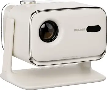 Projektor Aurzen Boom Mini Full HD 1080p, 500 ANSI, Google TV, Dolby Audio, i bardhë, set (projektor + telekomandë + adapter rryme + manual)