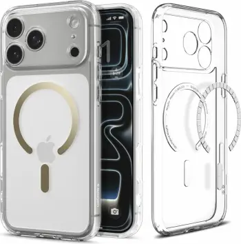 Mbështjellës Spigen Ultra Hybrid MagSafe për iPhone 17 Pro Max, TPU+PC, me MagSafe, me Air Cushion, Transparent Gold