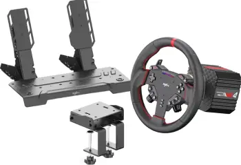 Set timon garash me Direct Drive, PXN VD4 Bundle EU, 4 Nm, encoder 24-bit, timon 11 inch, pedale të rregullueshme, me kabllo, e zezë/e kuqe, set