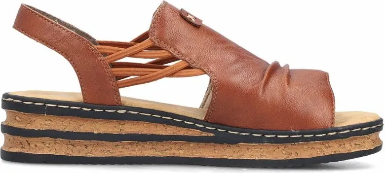 Sandale platforme femra Rieker 62962-22, kafe - 2