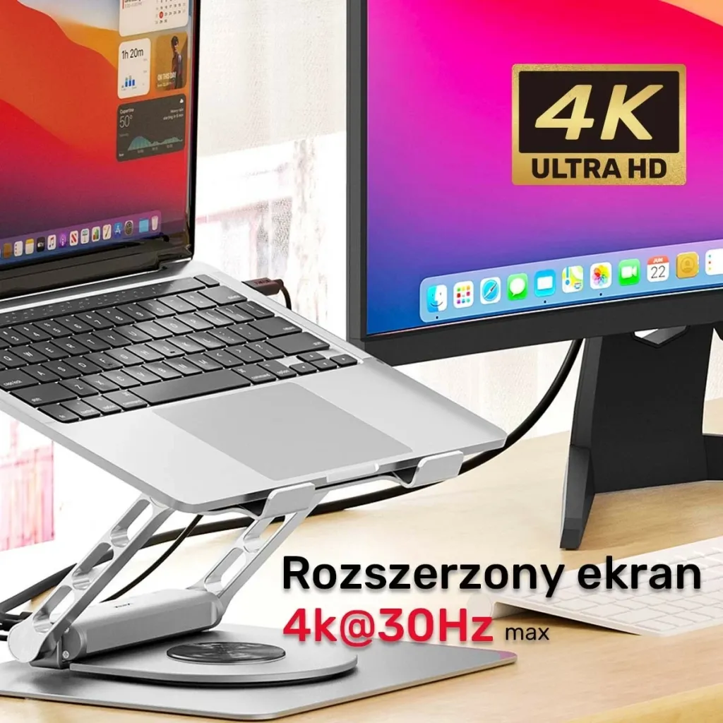 Podstavec laptop Unitek me hub USB-C HDMI 4K, gri - 5