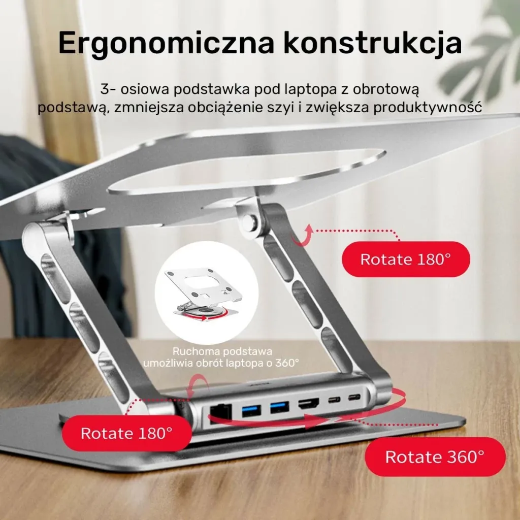 Podstavec laptop Unitek me hub USB-C HDMI 4K, gri - 6